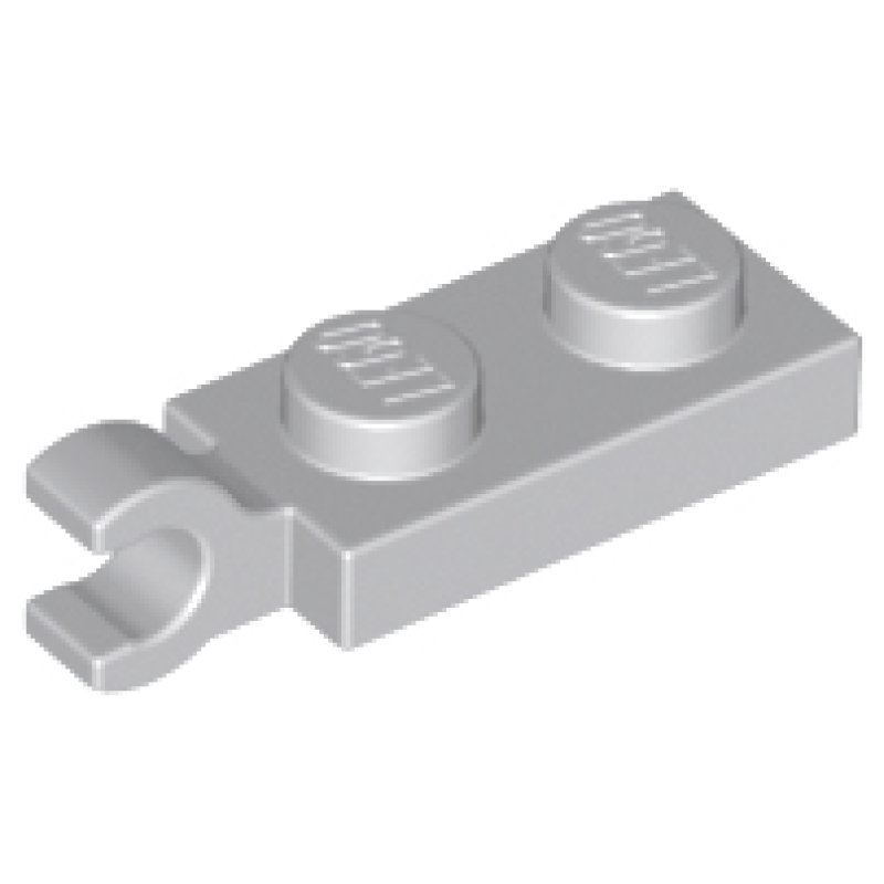 Plaat, Aangepast 1x2 met clip aan het einde Light Bluish Gray